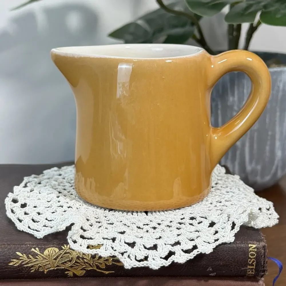 Vintage La Cuisini Canada Mustard Yellow Ceramic Creamer Pitcher 3805 2.5